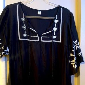 Old Navy Black Embroidered Top
